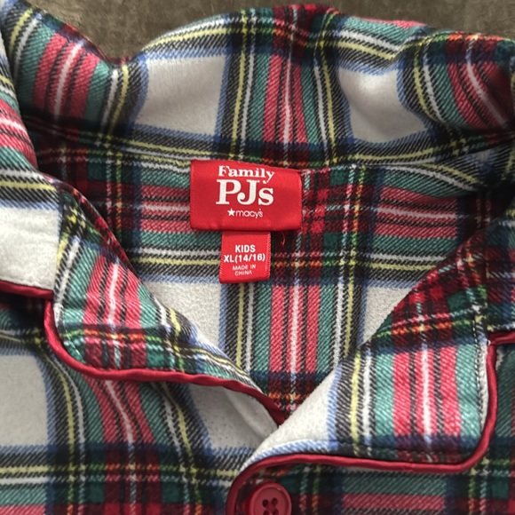 Macy’s plaid PJ set. Color- red/green/white plaid. Top size- XL. Bottom size- L - Picture 3 of 6